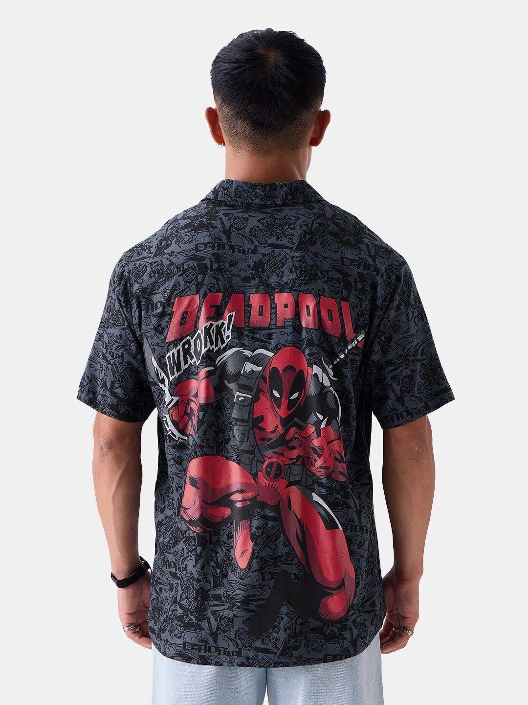 the souled store grey dead pool graphic printed casual shirt