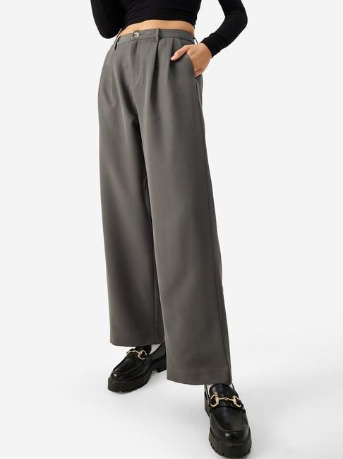 the souled store grey relaxed fit pants