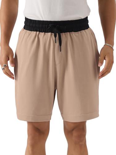 the souled store home shorts: mushroom men and boys knee length cotton home shorts beige