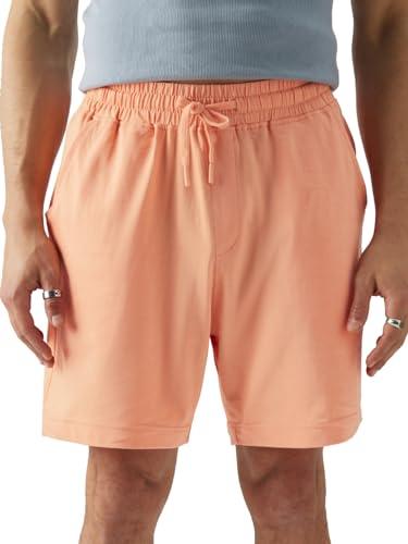 the souled store home shorts: peach pink men and boys knee length cotton home shorts boxer shorts for men's cotton breathable comfortable elastic waistband printed loose-fit casual lounge sleepwear