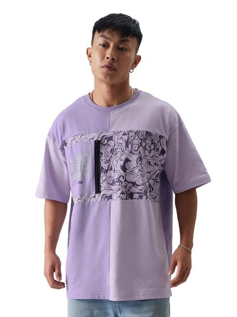 the souled store justice league: legendary purple oversized crew t-shirt