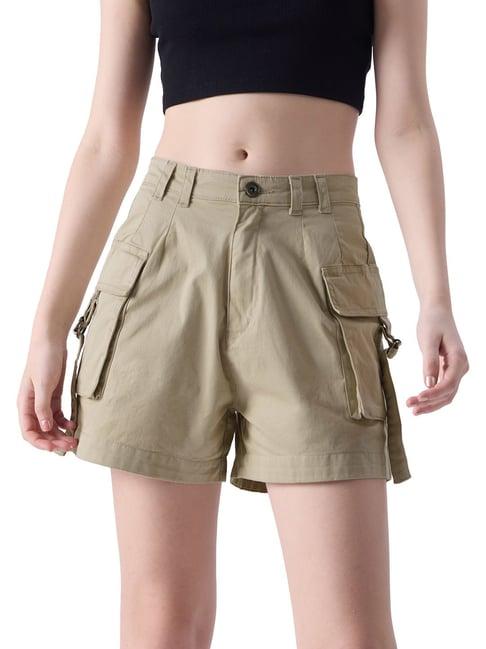 the souled store khaki regular fit shorts