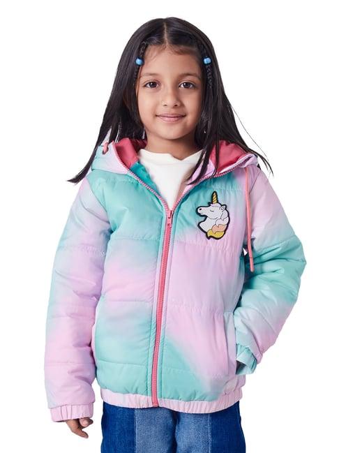 the souled store kids multicolor printed full sleeves puffer jacket