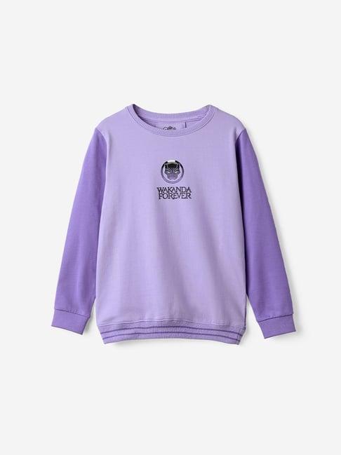 the souled store kids purple printed full sleeves sweatshirt
