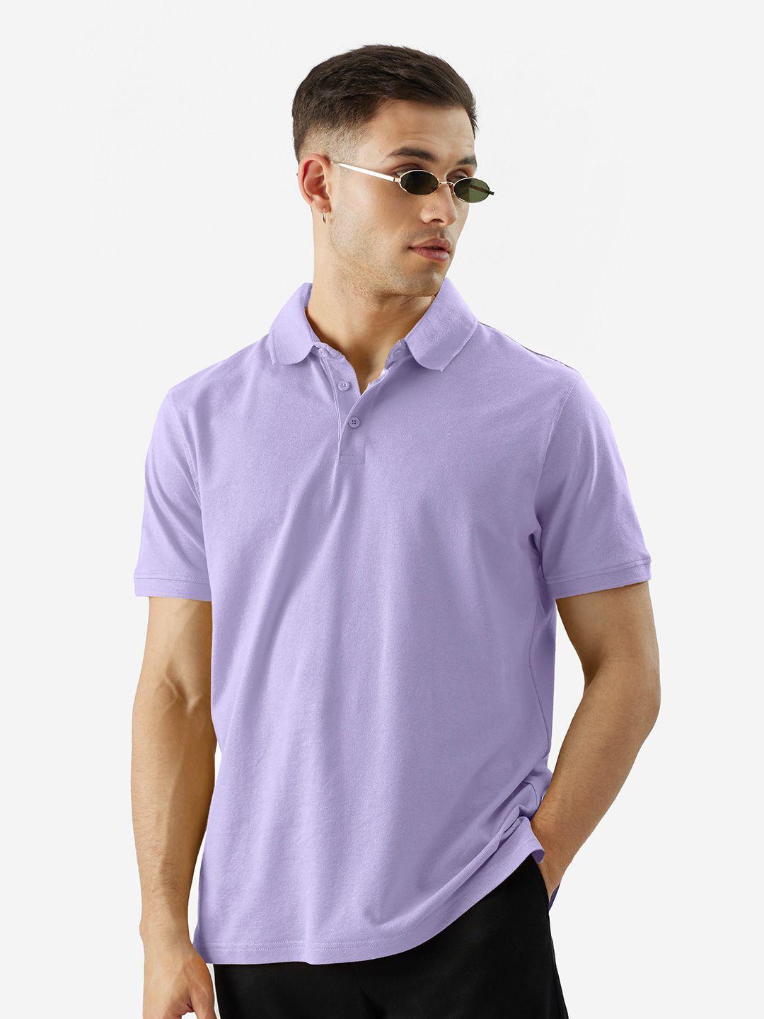 the souled store lavender polo collar t-shirt