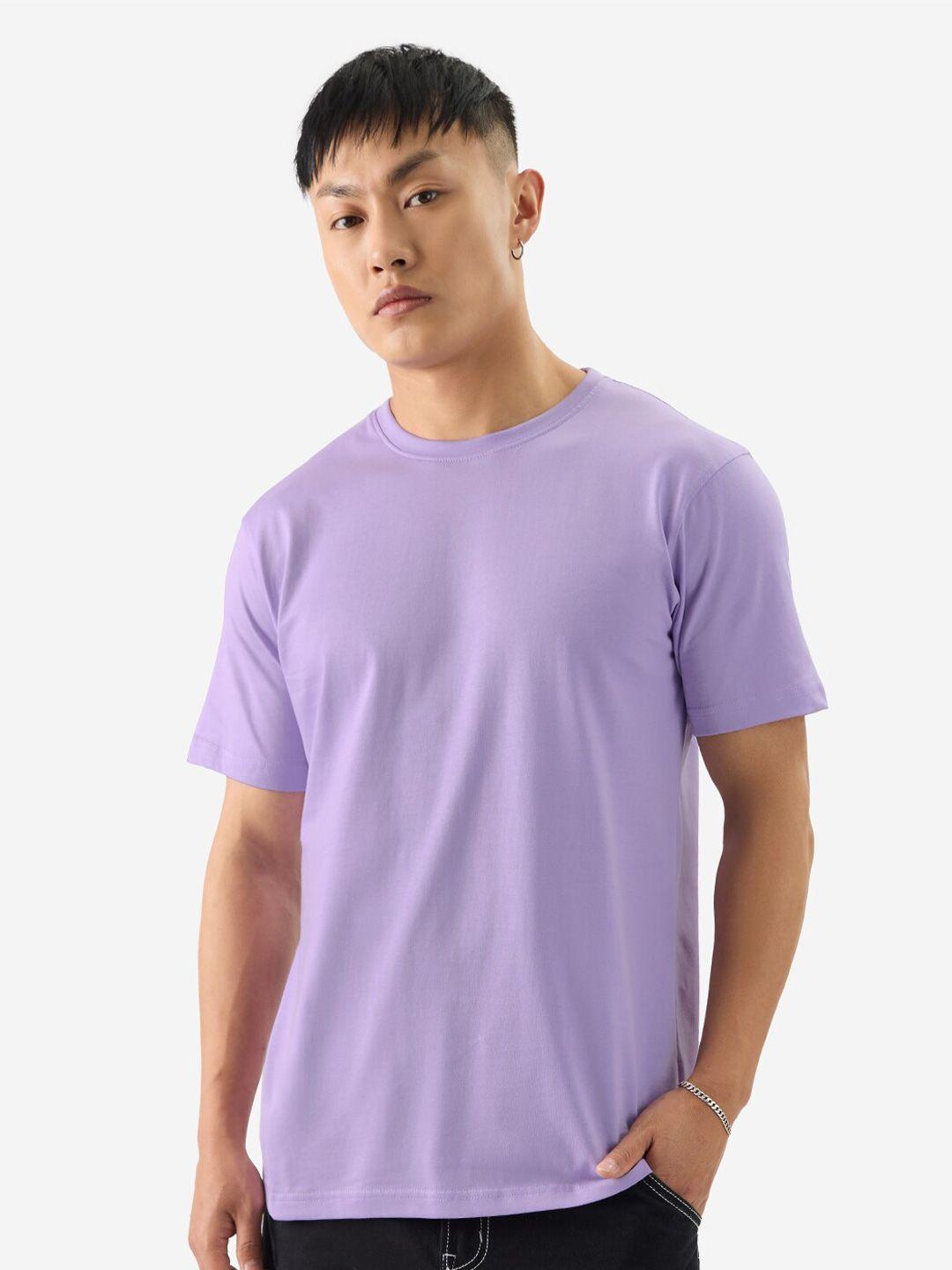 the souled store lavender round neck pure cotton t-shirt
