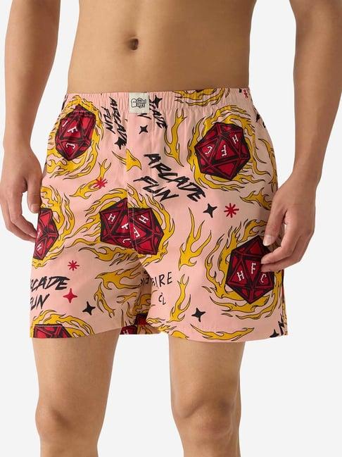 the souled store light pink regular fit stranger things: hellfire club boxer shorts