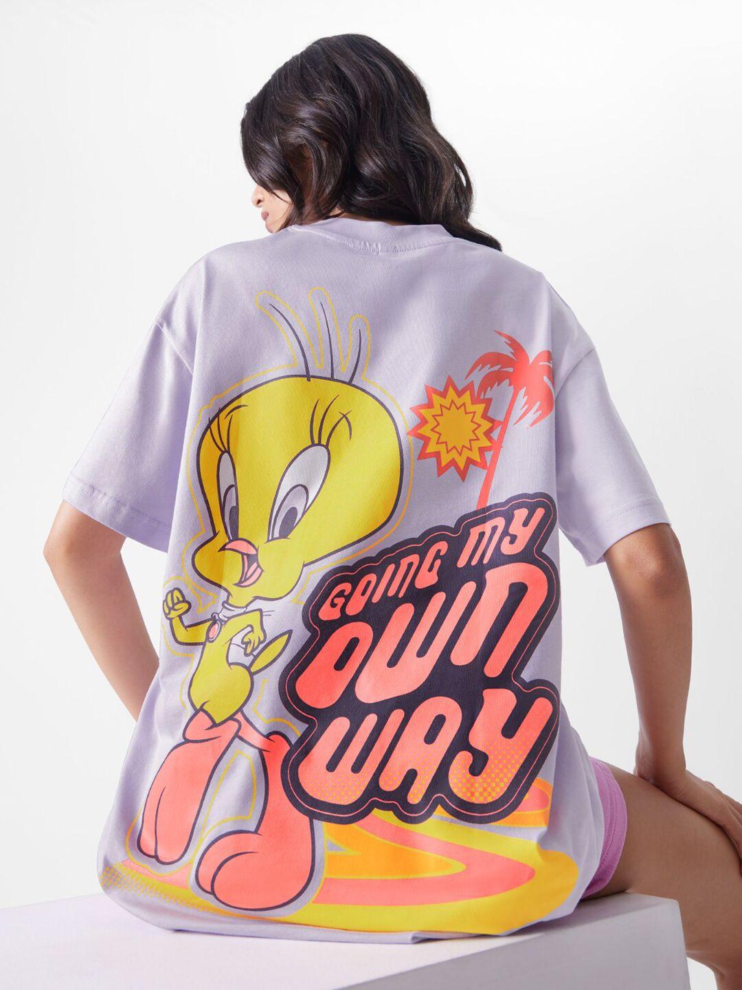 the souled store looney tunes graphic printed pure cotton t-shirt