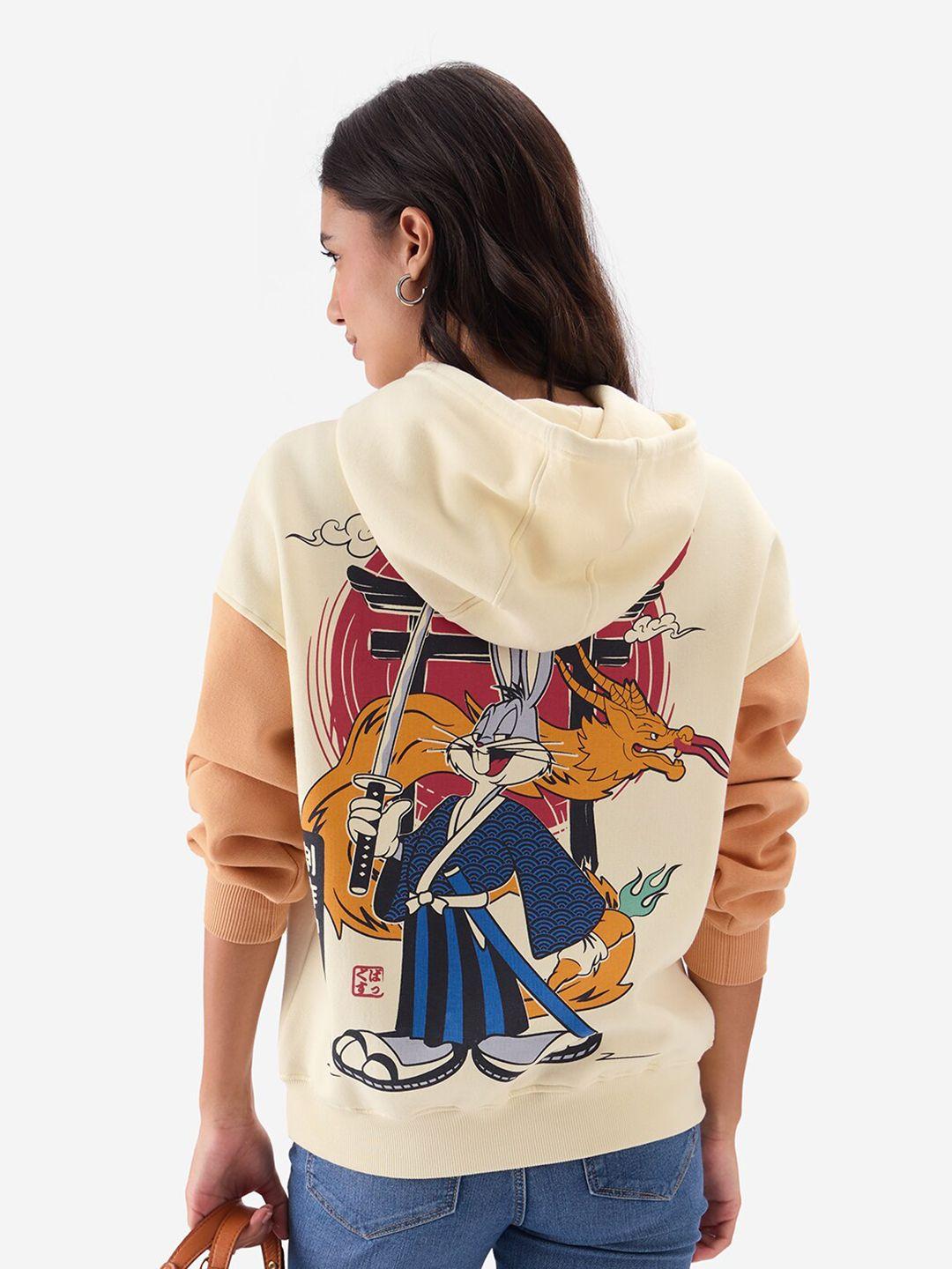 the souled store looney tunes printed hooded sweatshirt