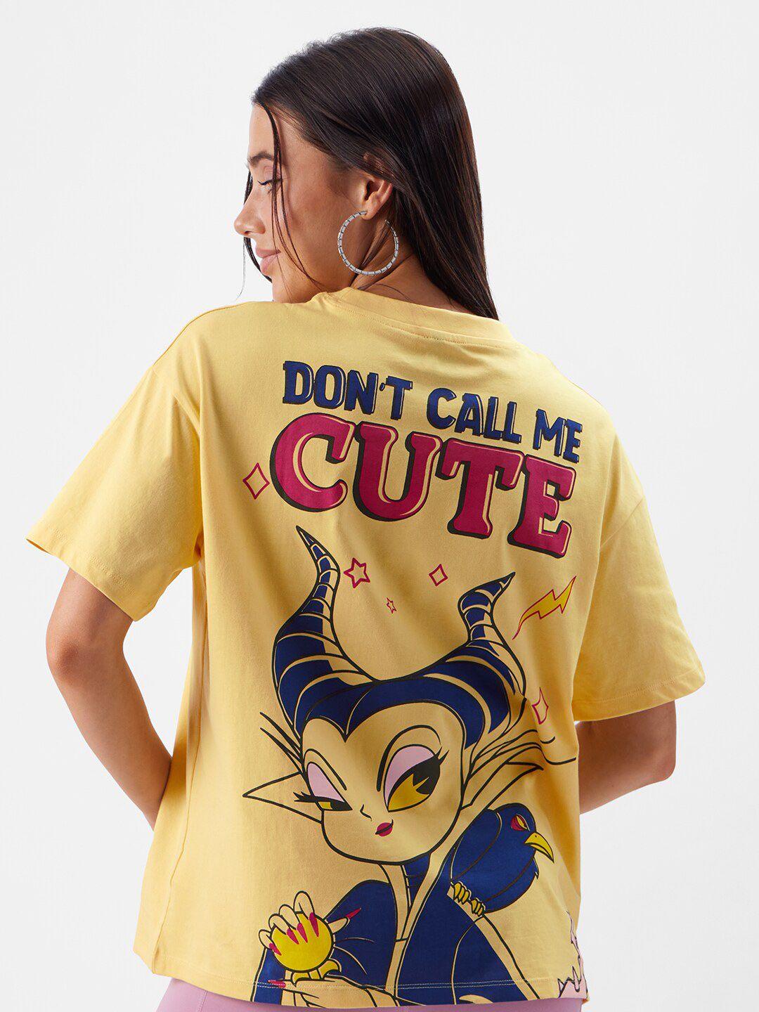 the souled store maleficent printed pure cotton oversized t-shirt