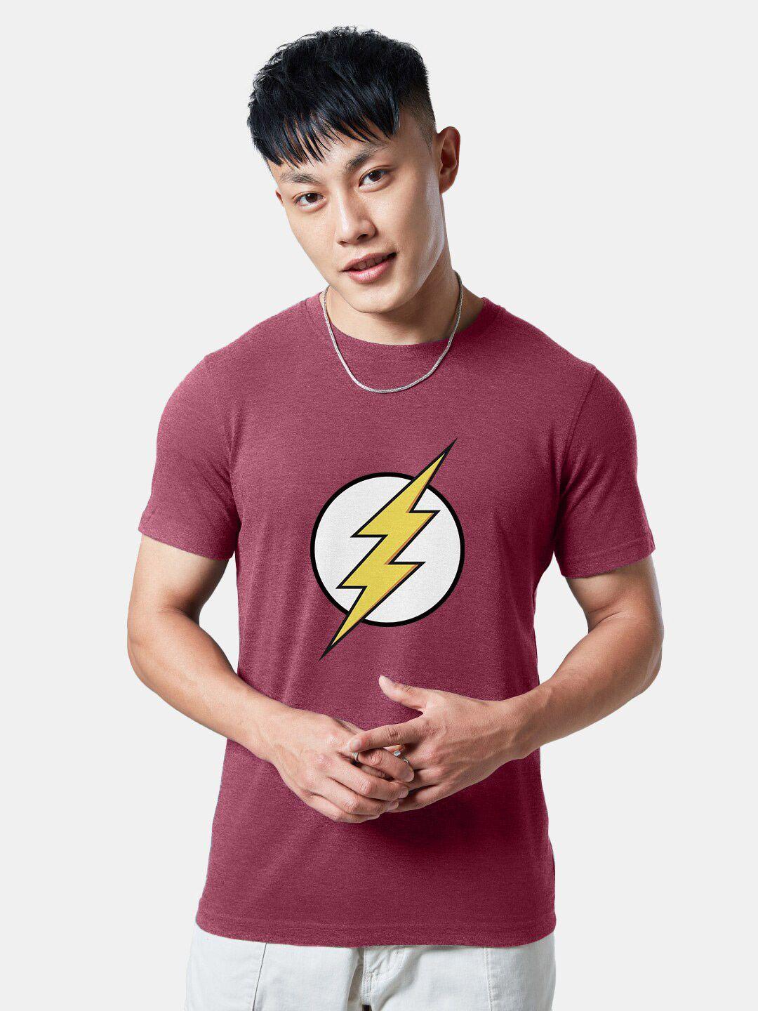 the souled store maroon graphic printed cotton t-shirt