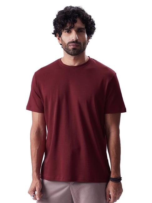 the souled store maroon regular fit crew t-shirt