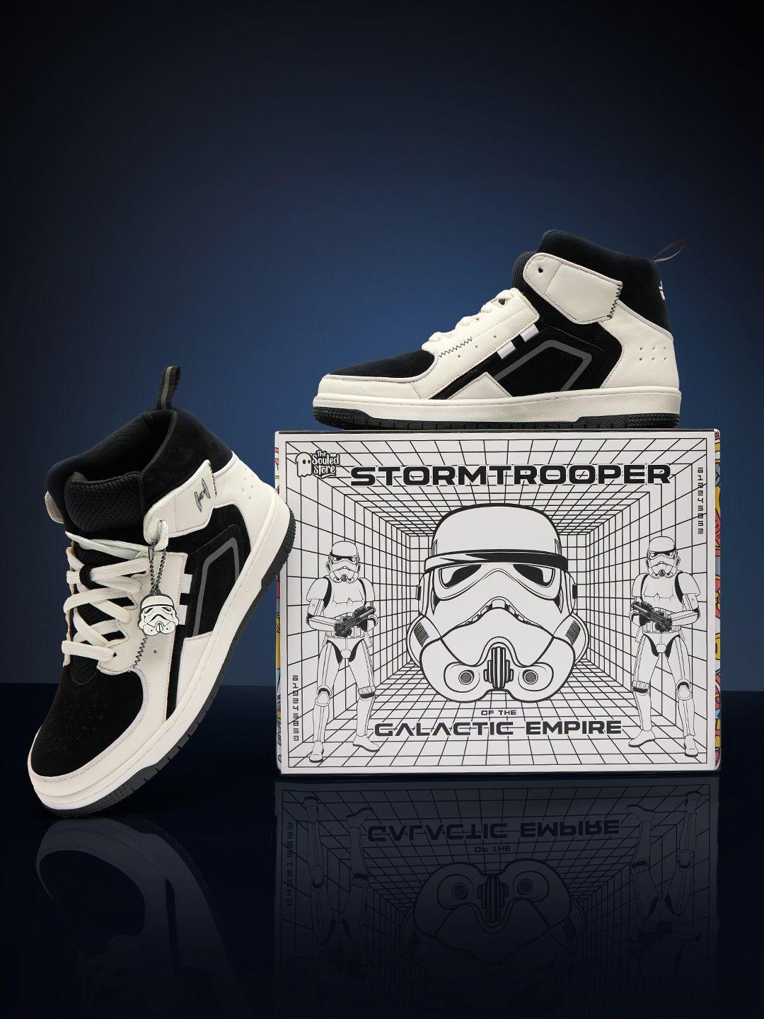 the souled store men  mid-top star wars: stormtrooper printed lightweight sneakers