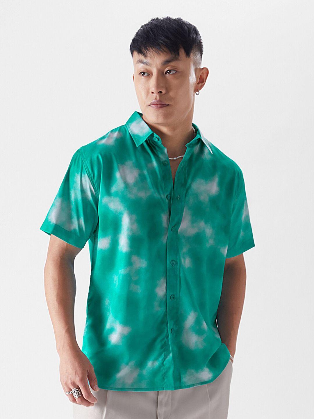 the souled store men  relaxed opaque tie & dye casual shirt