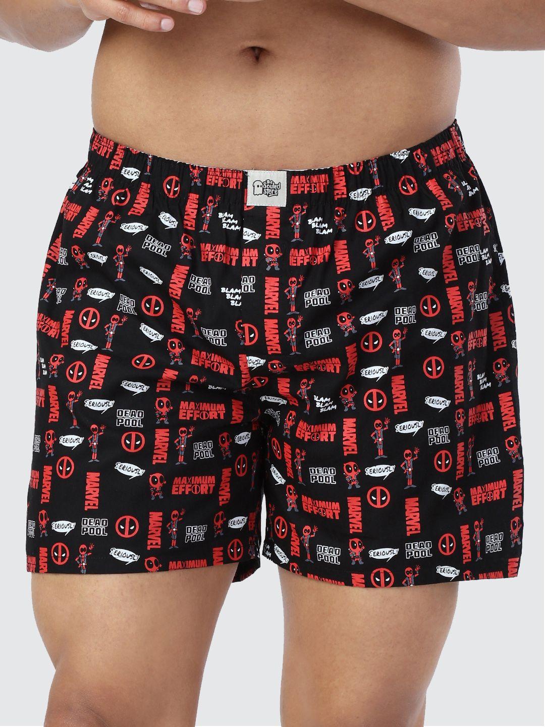 the souled store men black & red printed pure cotton boxers