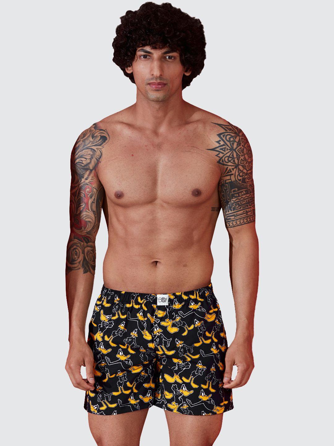 the souled store men black & yellow printed boxers