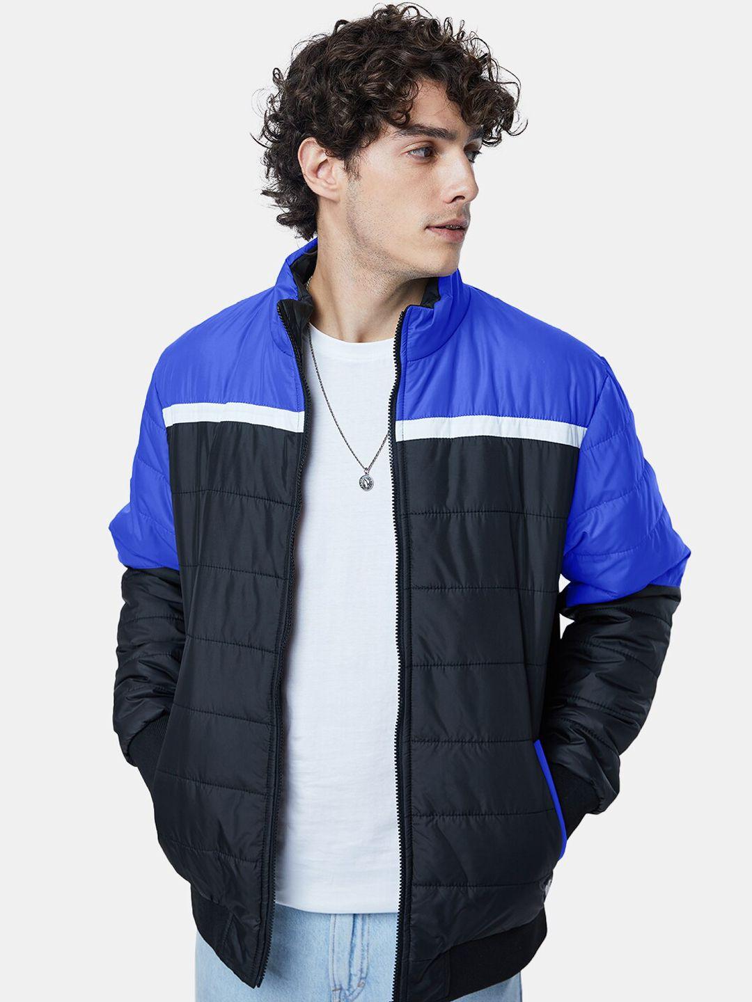 the souled store men black colourblocked bomber jacket