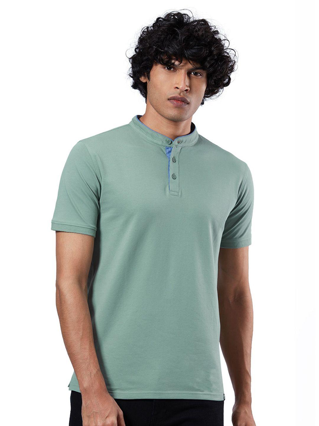 the souled store men green henley neck t-shirt