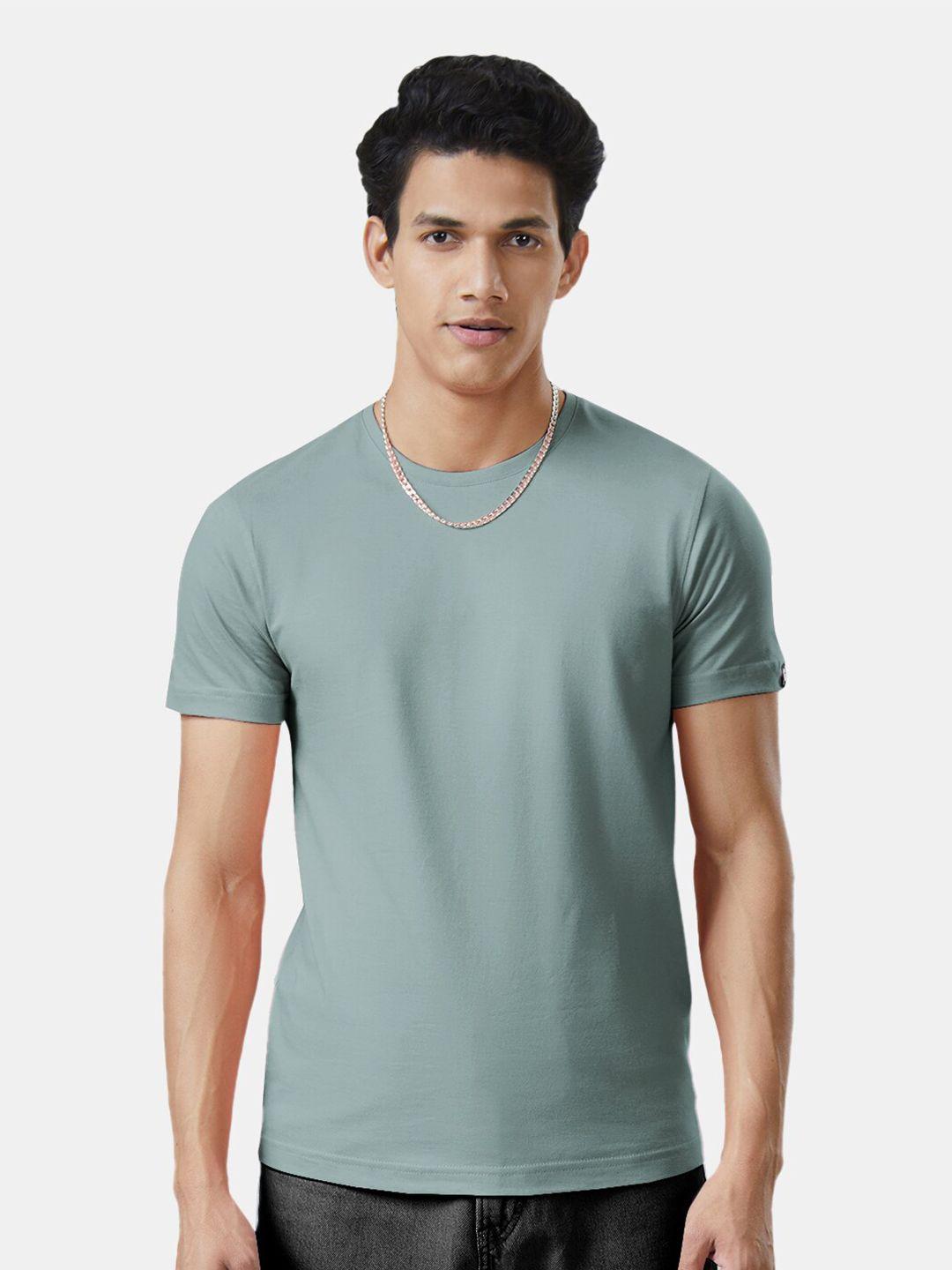 the souled store men green solid pure cotton t-shirt