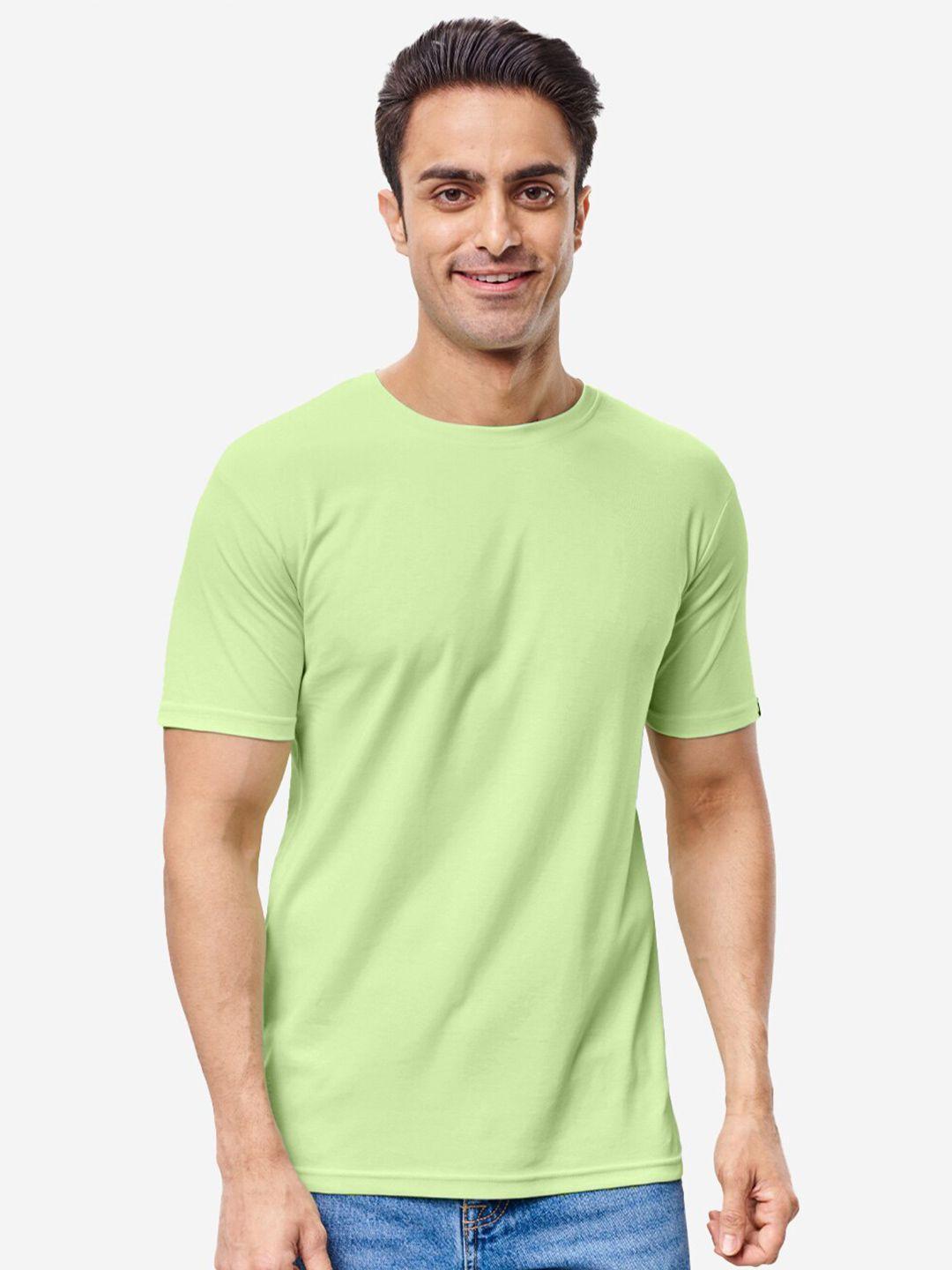 the souled store men green solid raw edge t-shirt