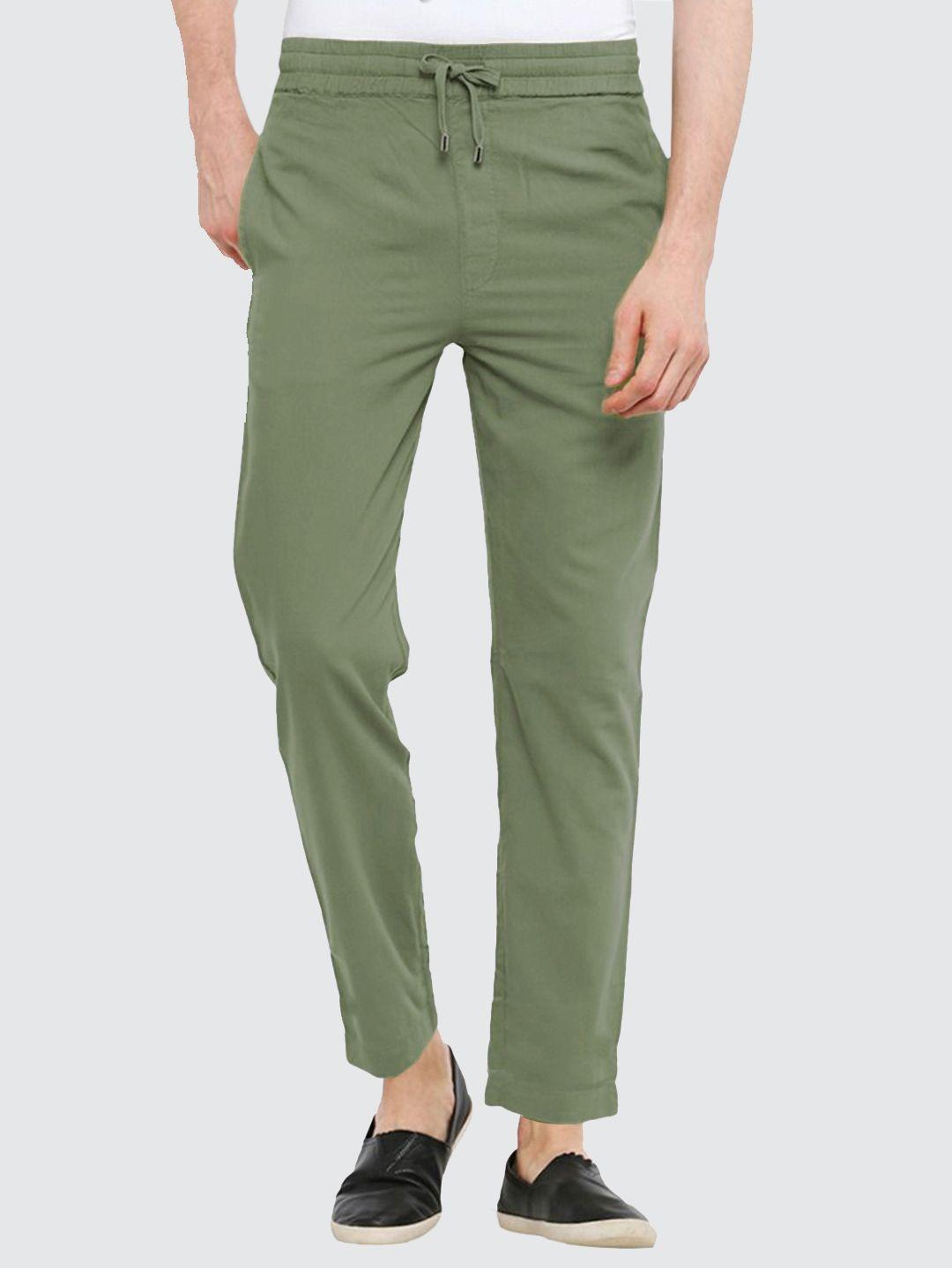 the souled store men green solid regular fit cotton track pants