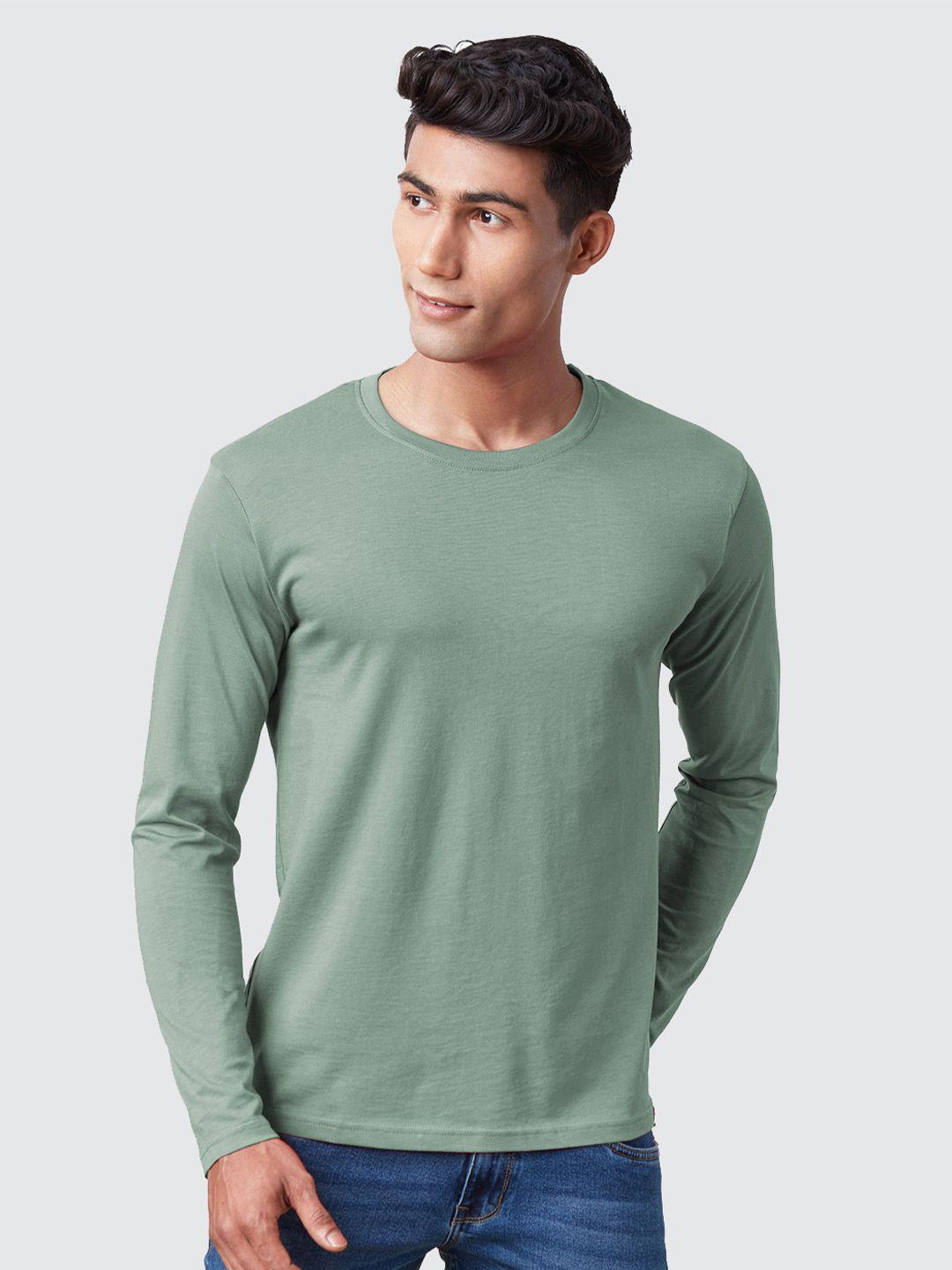 the souled store men green supima cotton t-shirt
