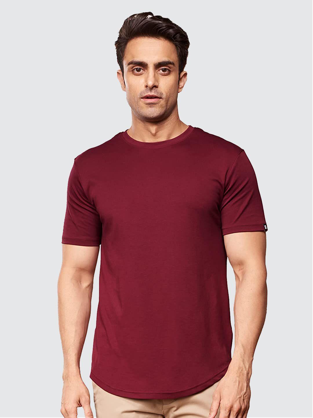 the souled store men maroon cotton t-shirt