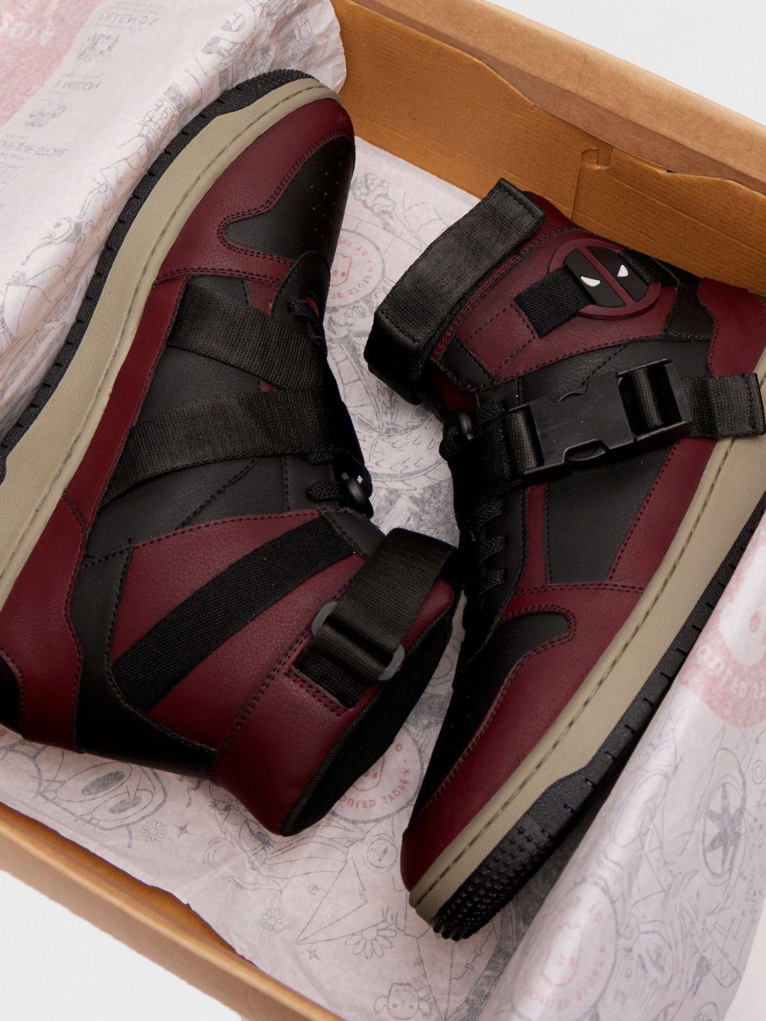 the souled store men mid -top colourblocked deadpool: utility suit canvas sneakers