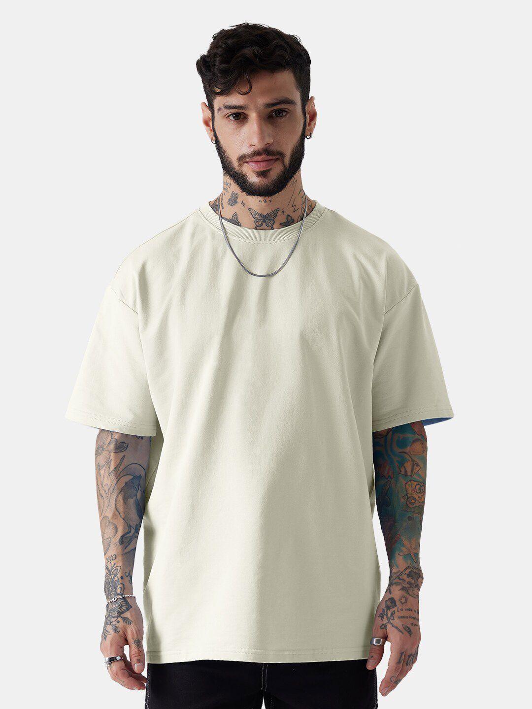 the souled store men off white v-neck applique t-shirt