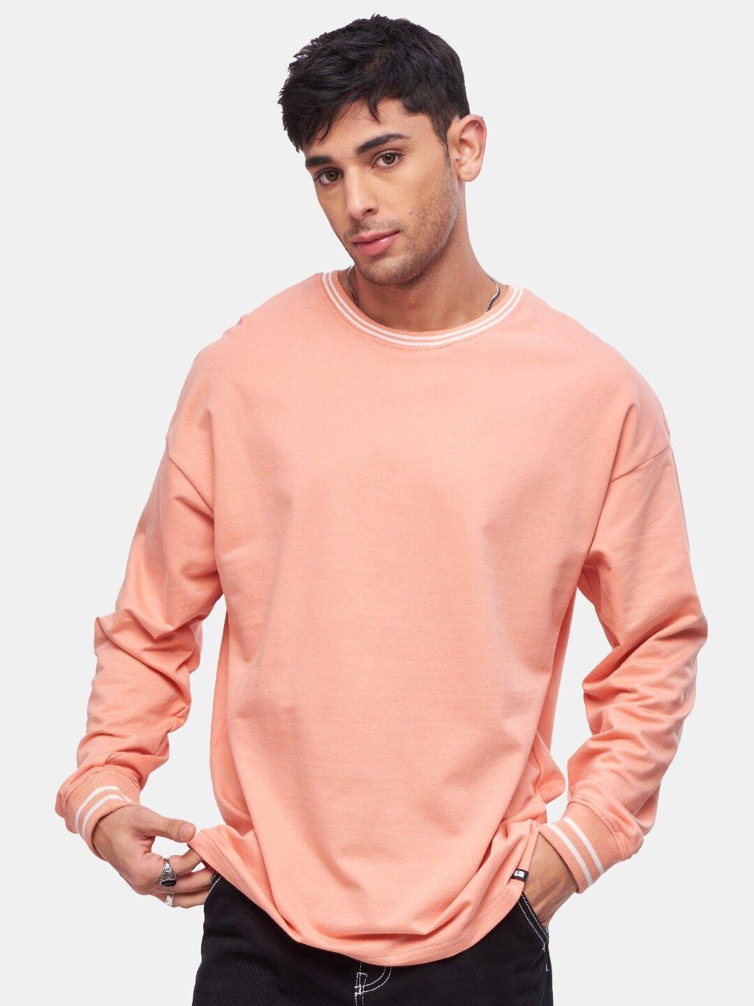 the souled store men peach-coloured loose oversized t-shirt