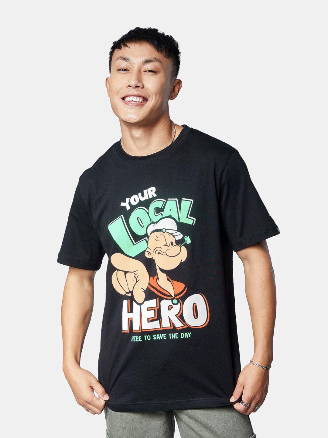 the souled store men popeye printed cotton loose t-shirt