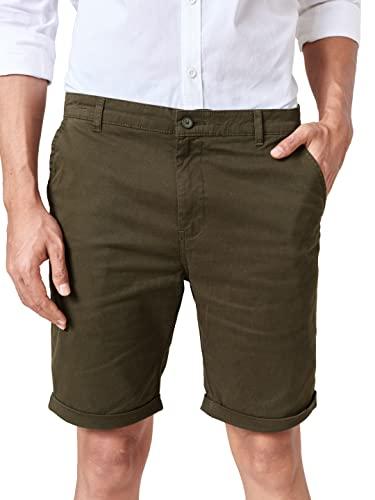 the souled store men solids dark olive twill shorts