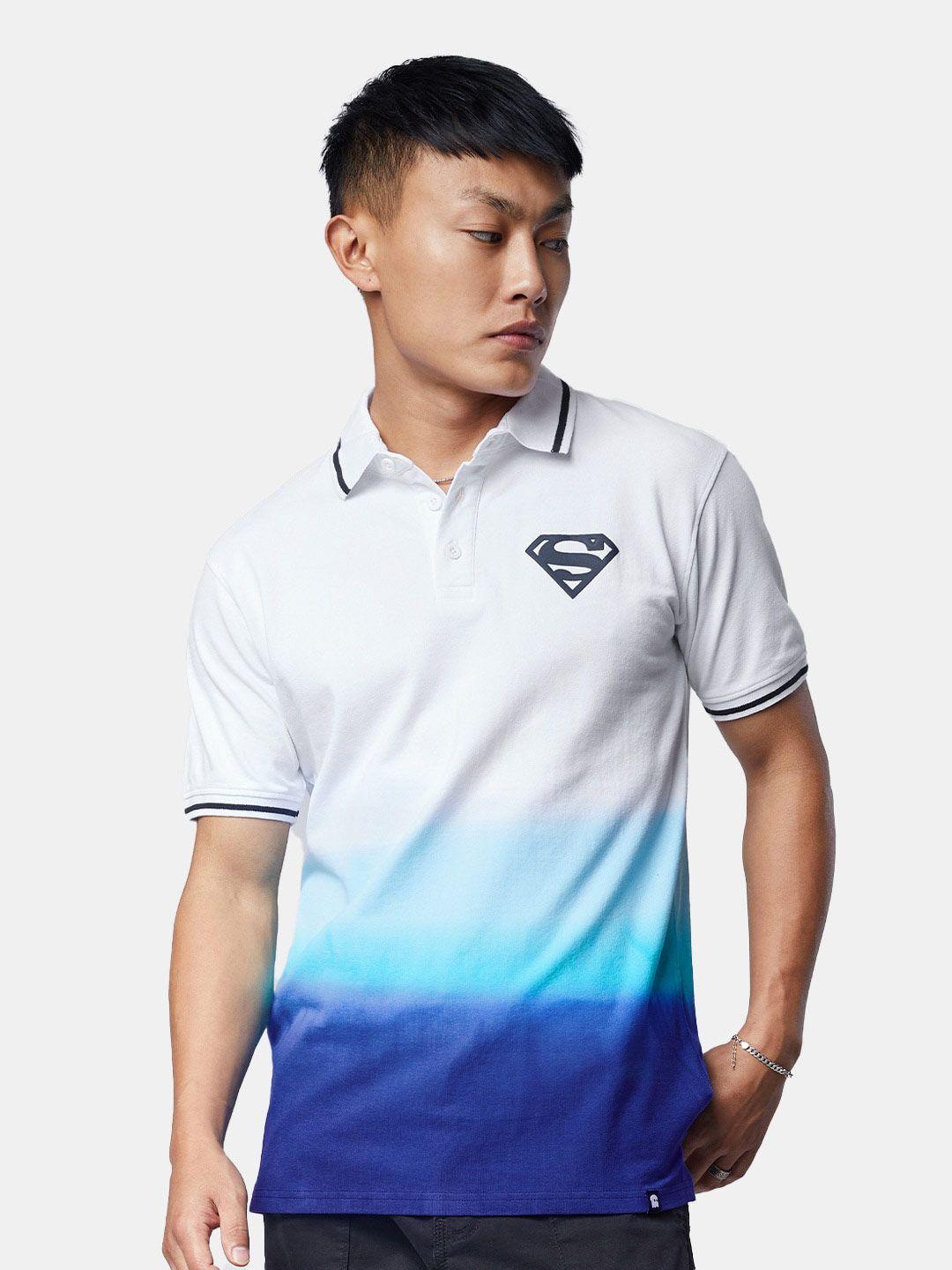 the souled store men superman colourblocked polo collar loose t-shirt