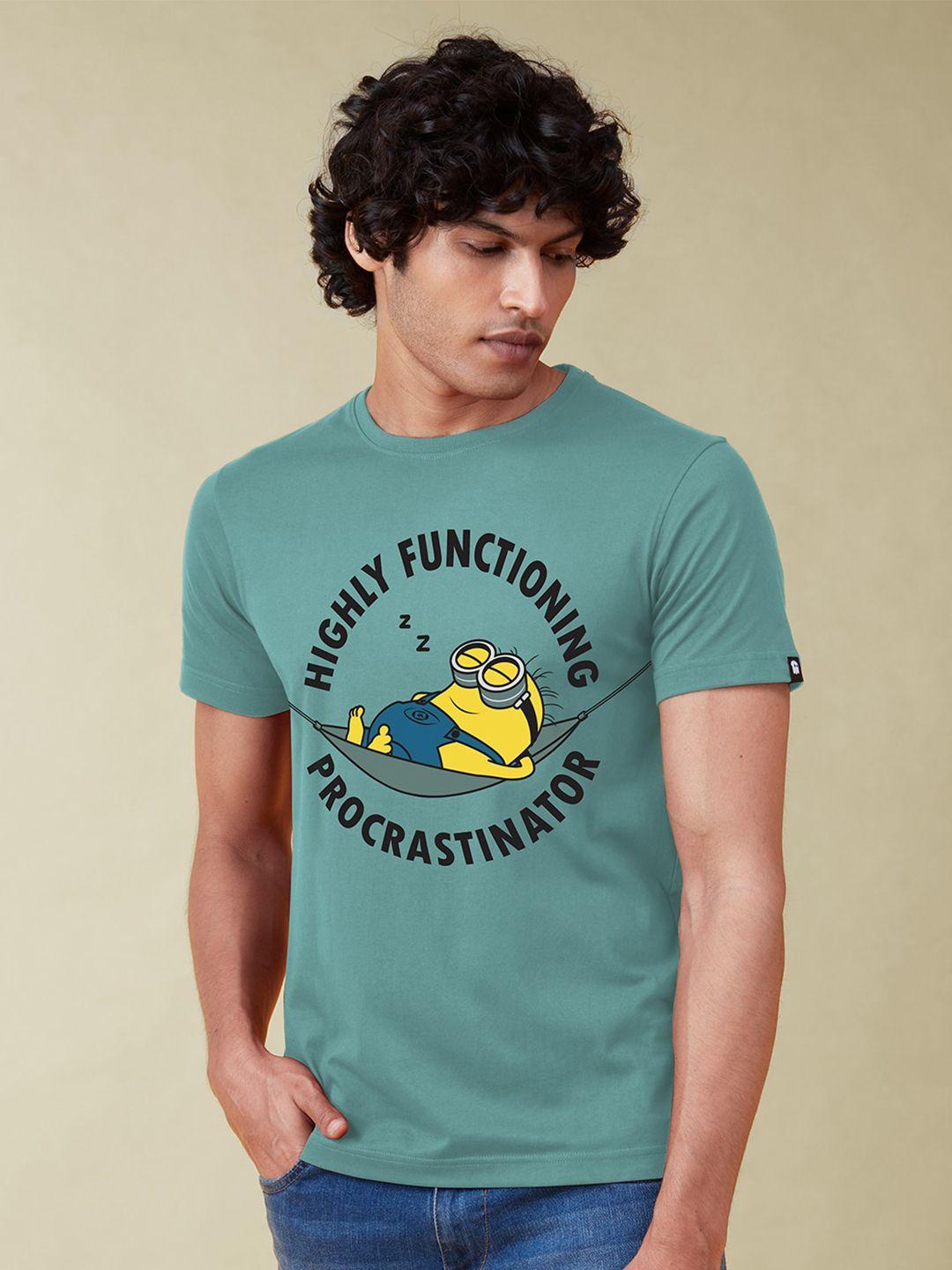 the souled store men teal minions printed t-shirt
