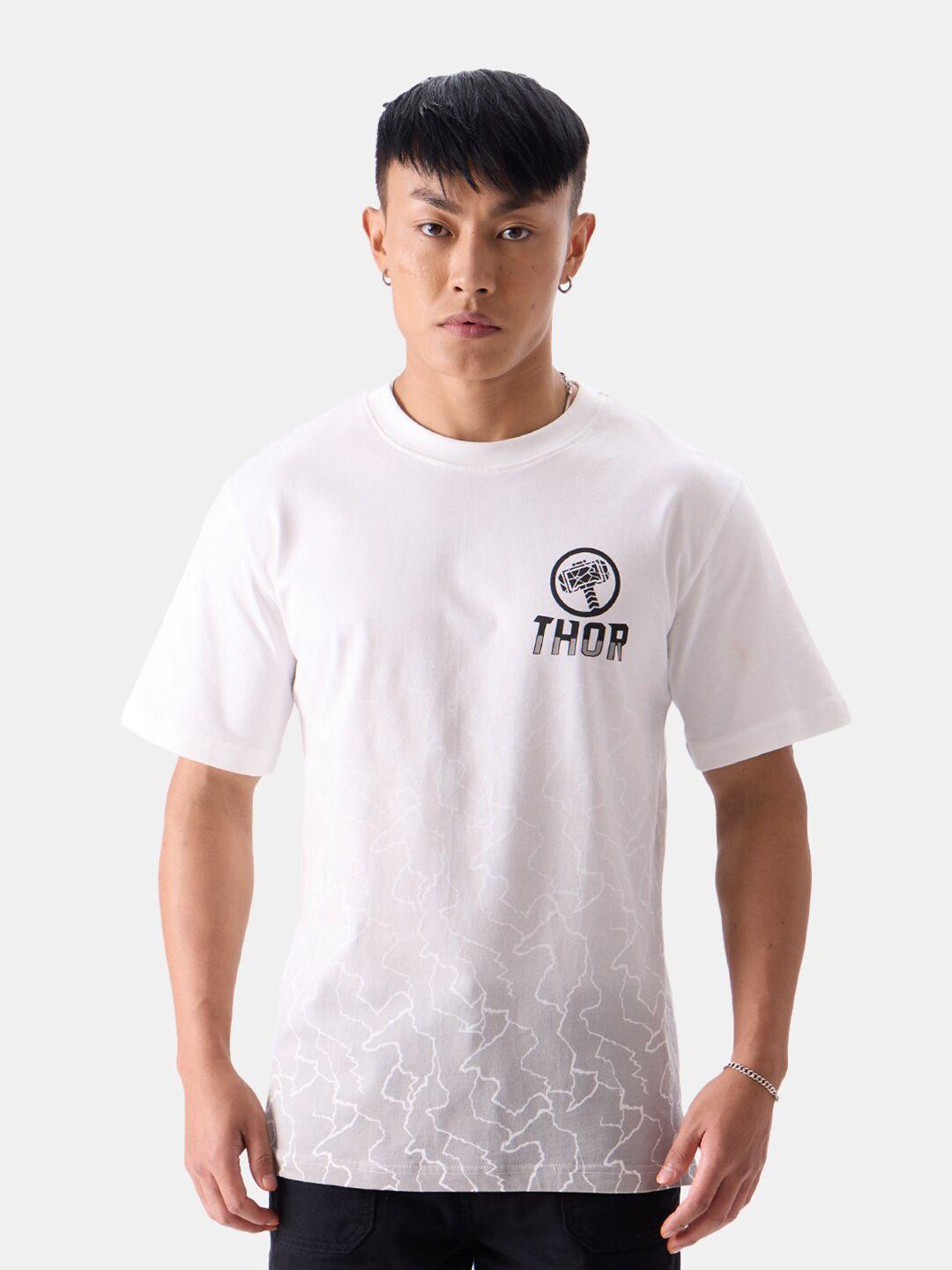 the souled store men white applique t-shirt