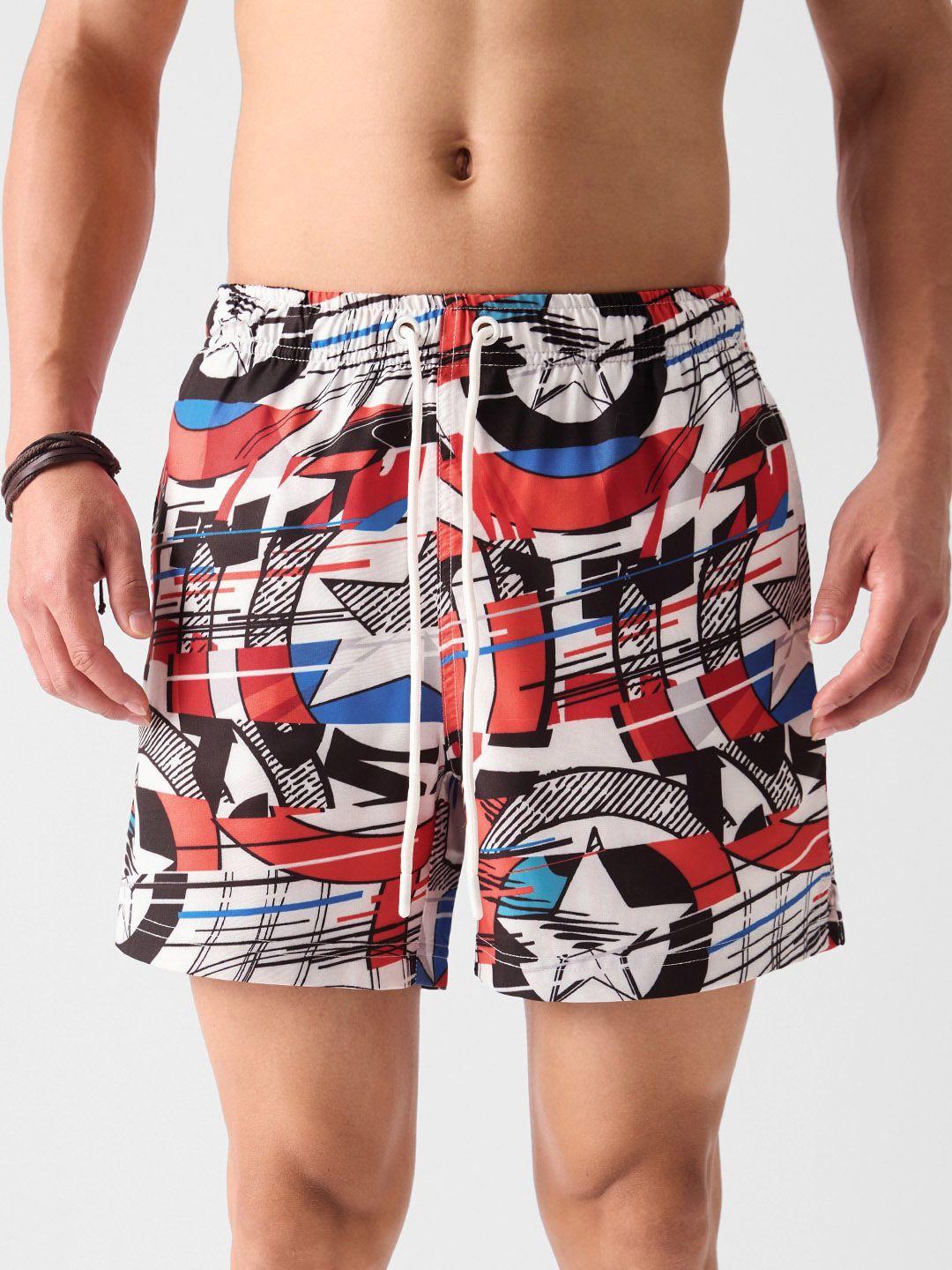 the souled store men white mid-rise captain america printed sports shorts