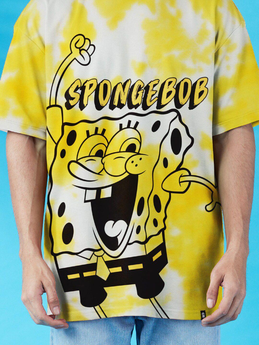the souled store men yellow spongebob printed t-shirt