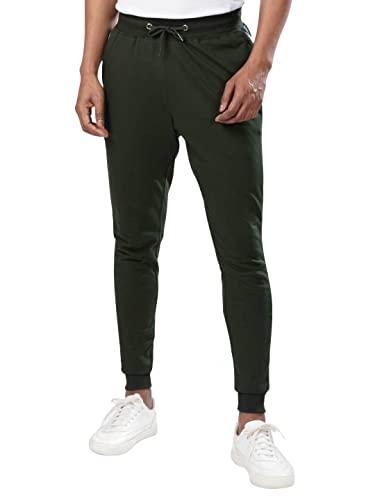 the souled store mens & boys 100% cotton military olive solid joggers