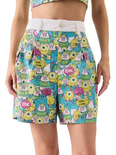 the souled store monsters inc: hide and seek cotton multicolored women shorts