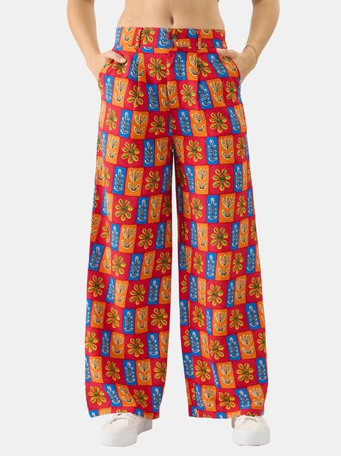 the souled store multicolor printed mid rise pants