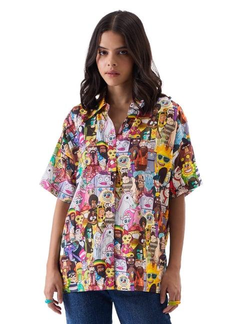 the souled store multicolor rick & morty: characters graphic print shirt