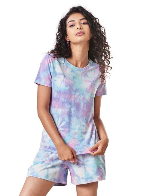 the souled store multicolor tie - dye t-shirt with shorts