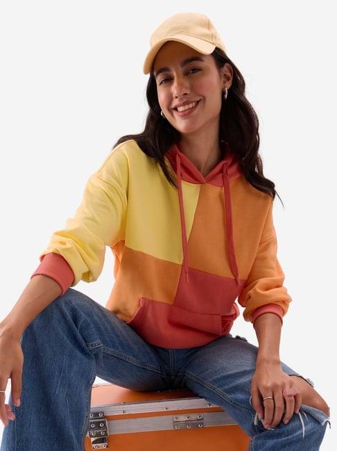 the souled store multicolored color-block hoodie