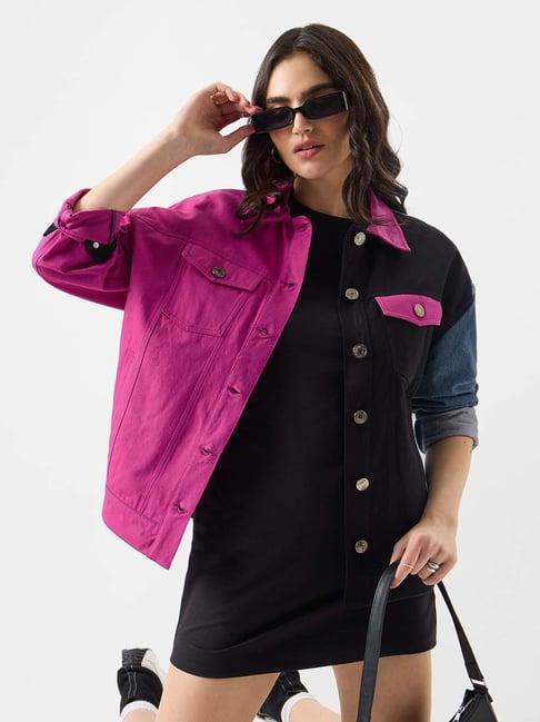 the souled store multicolored cotton color-block jacket