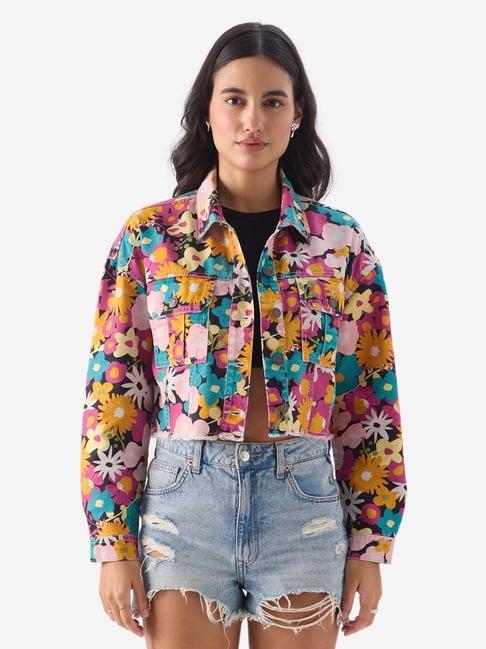 the souled store multicolored cotton floral print jacket