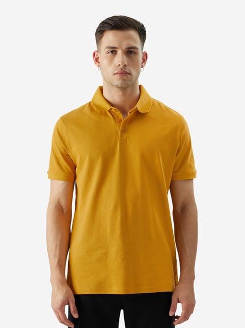 the souled store mustard regular fit polo t-shirt