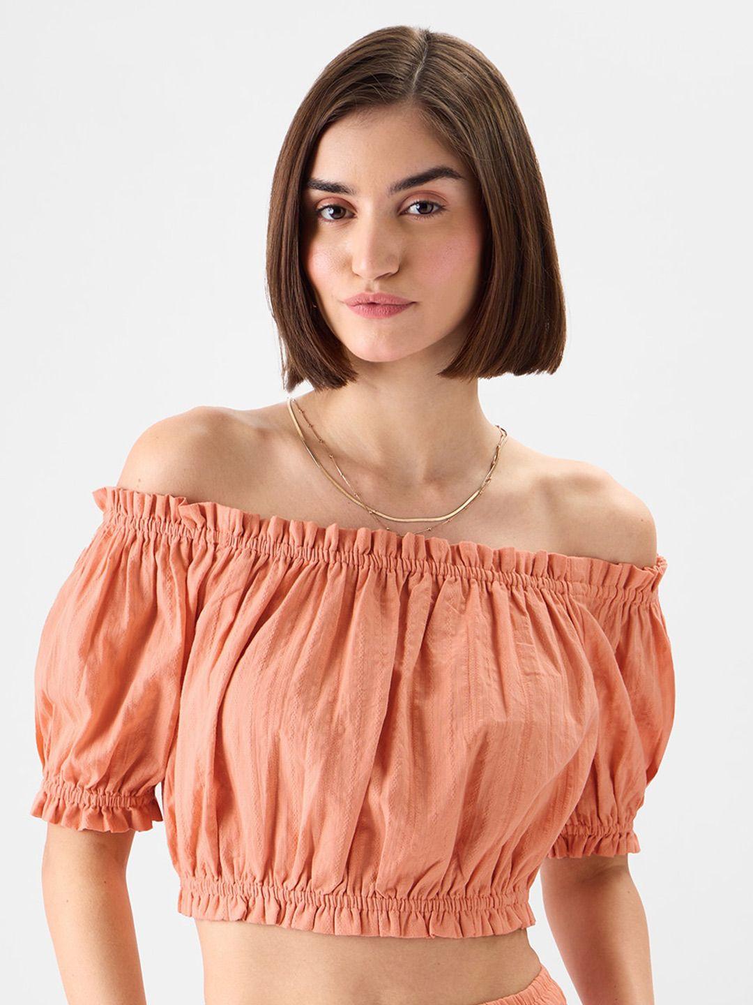 the souled store off-shoulder cotton crop top
