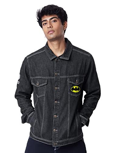 the souled store official batman: wayne's bat cotton printed denim jackets for men