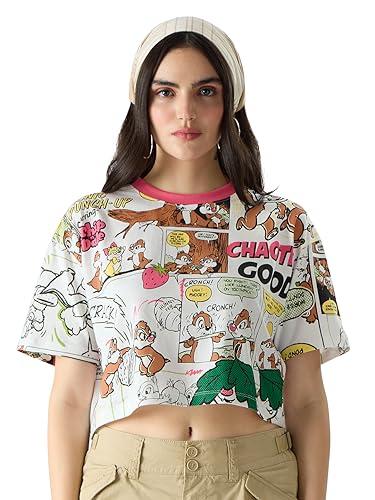 the souled store official chip 'n dale: chaotic good women oversized crop tops