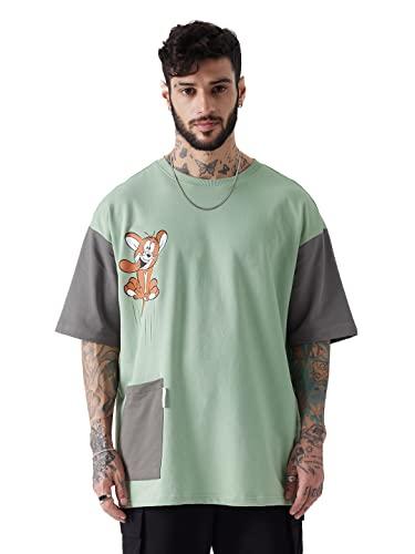 the souled store official tom & jerry: toasted men and boys oversized fit graphic printed half sleeve cotton multicolored men oversized t-shirts